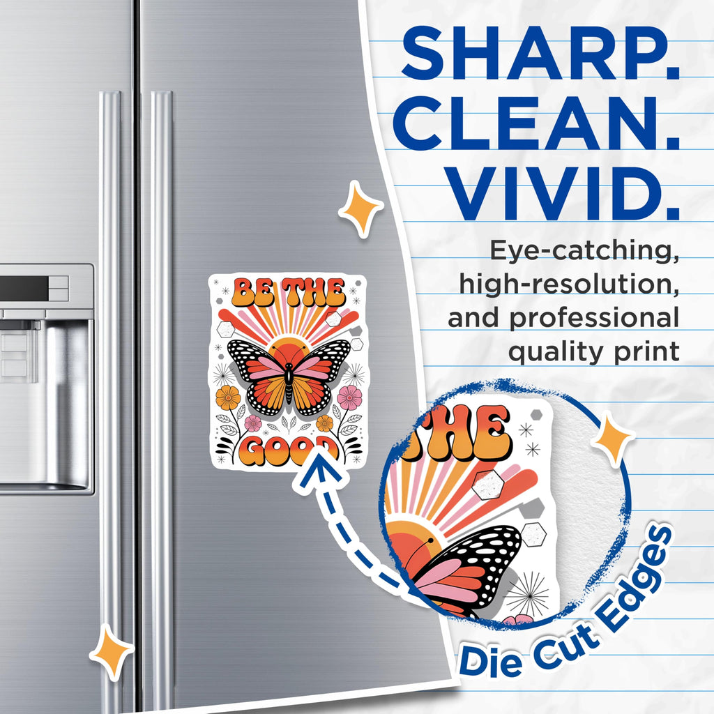 (2 Pack) Butterfly Magnets - Retro Inspirational Quote Art - Groovy Floral Aesthetic Vibes for Fridge - 5 Inches On Longest Side - Thick Durable Magnet - Made in USA - MAG20968