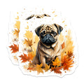 (2 Pack) Pug Dog Magnets - Autumn Leaves Decor - Fall Pet Lover Magnets - 5 Inches On Longest Side - Thick Durable Magnet - Made in USA - MAG29316