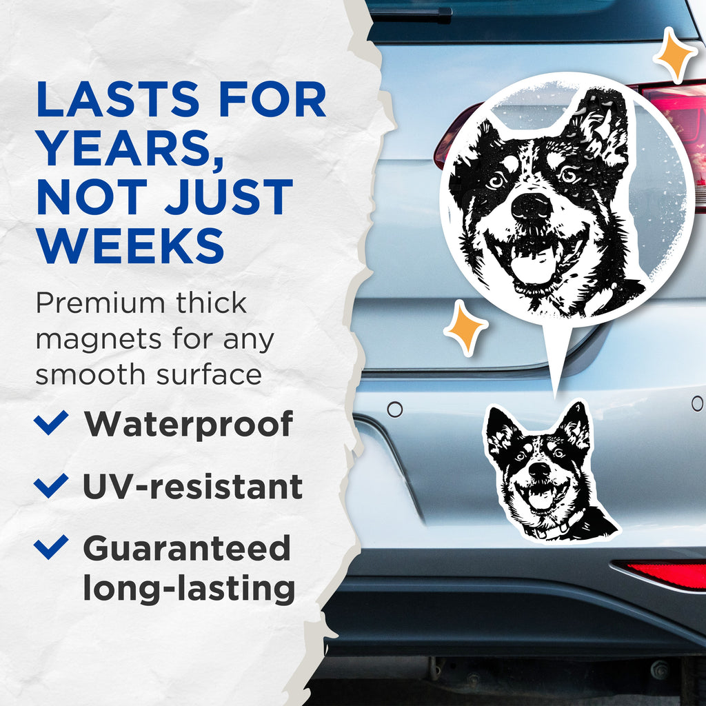 (2 Pack) Happy Dog Magnets - Pet Lover Refrigerator Decor - Dog Mom Aesthetic - Canine Enthusiast Art - 5 Inches On Longest Side - Thick Durable Magnet - Made in USA - MAG38929