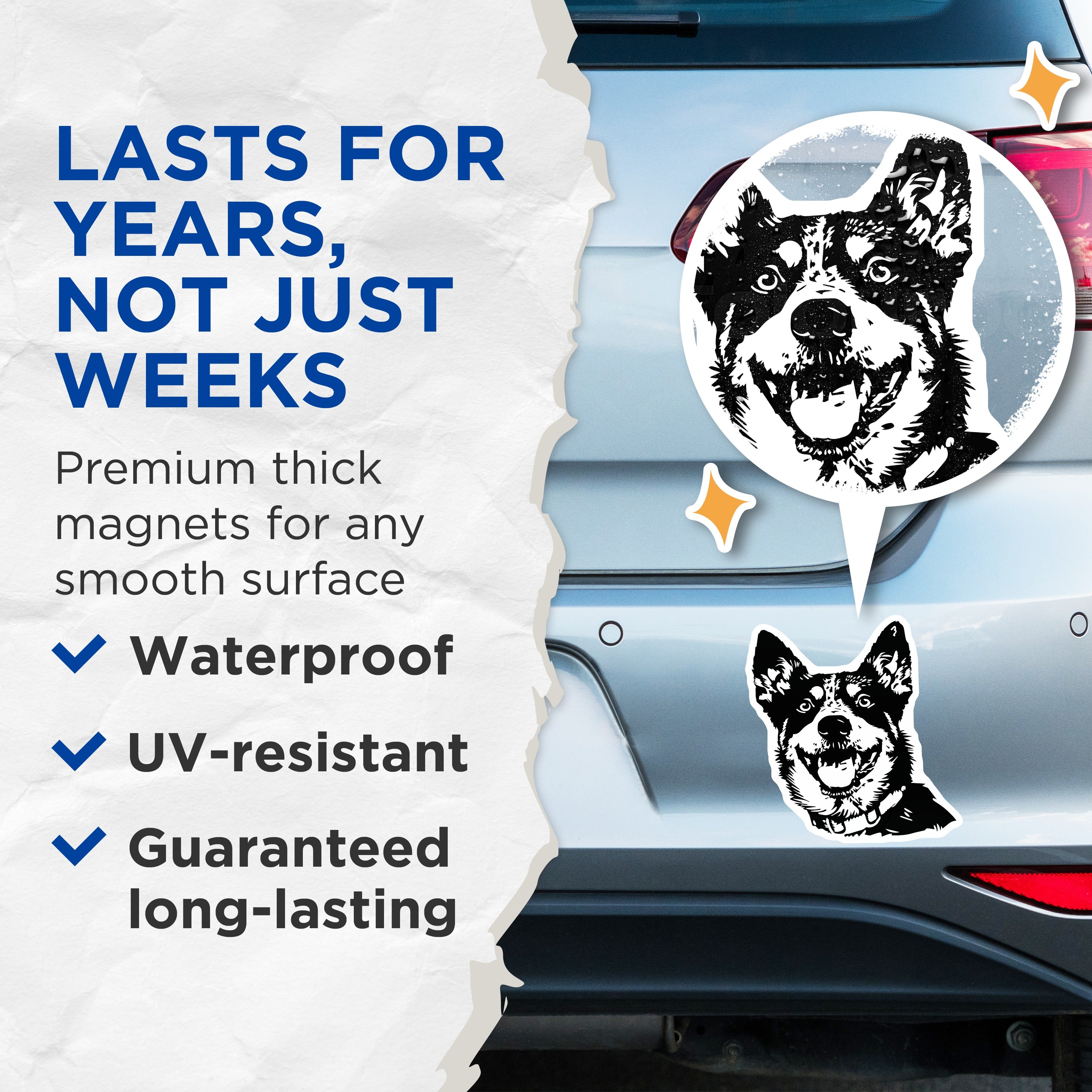 (2 Pack) Happy Dog Magnets - Pet Lover Refrigerator Decor - Dog Mom Aesthetic - Canine Enthusiast Art - 5 Inches On Longest Side - Thick Durable Magnet - Made in USA - MAG38929