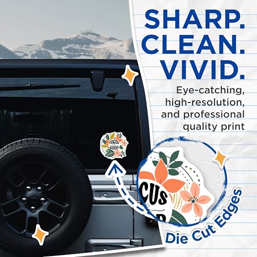 (2 Pack) Focus On The Good Stickers - Inspirational Quote Stickers - Motivational Floral Stickers - 5" On Longest Side - Sticks to Smooth Flat Surfaces - Made in USA - BMCS3859