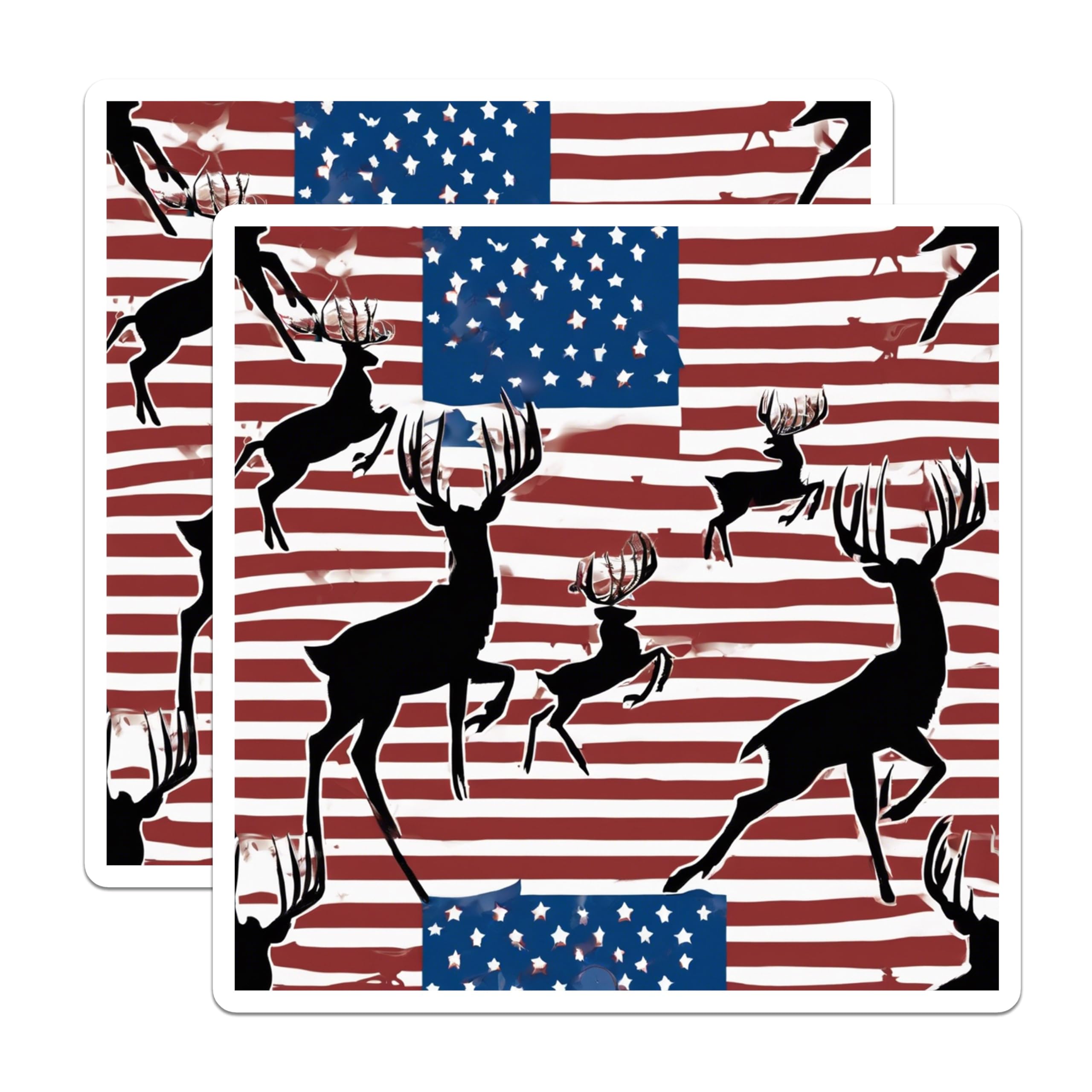 (2 Pack) Deer Silhouette Magnets - American Flag Hunting Design - Patriotic Wildlife Vehicle Decor - 5 Inches On Longest Side - Thick Durable Magnet - Made in USA - MAG19984