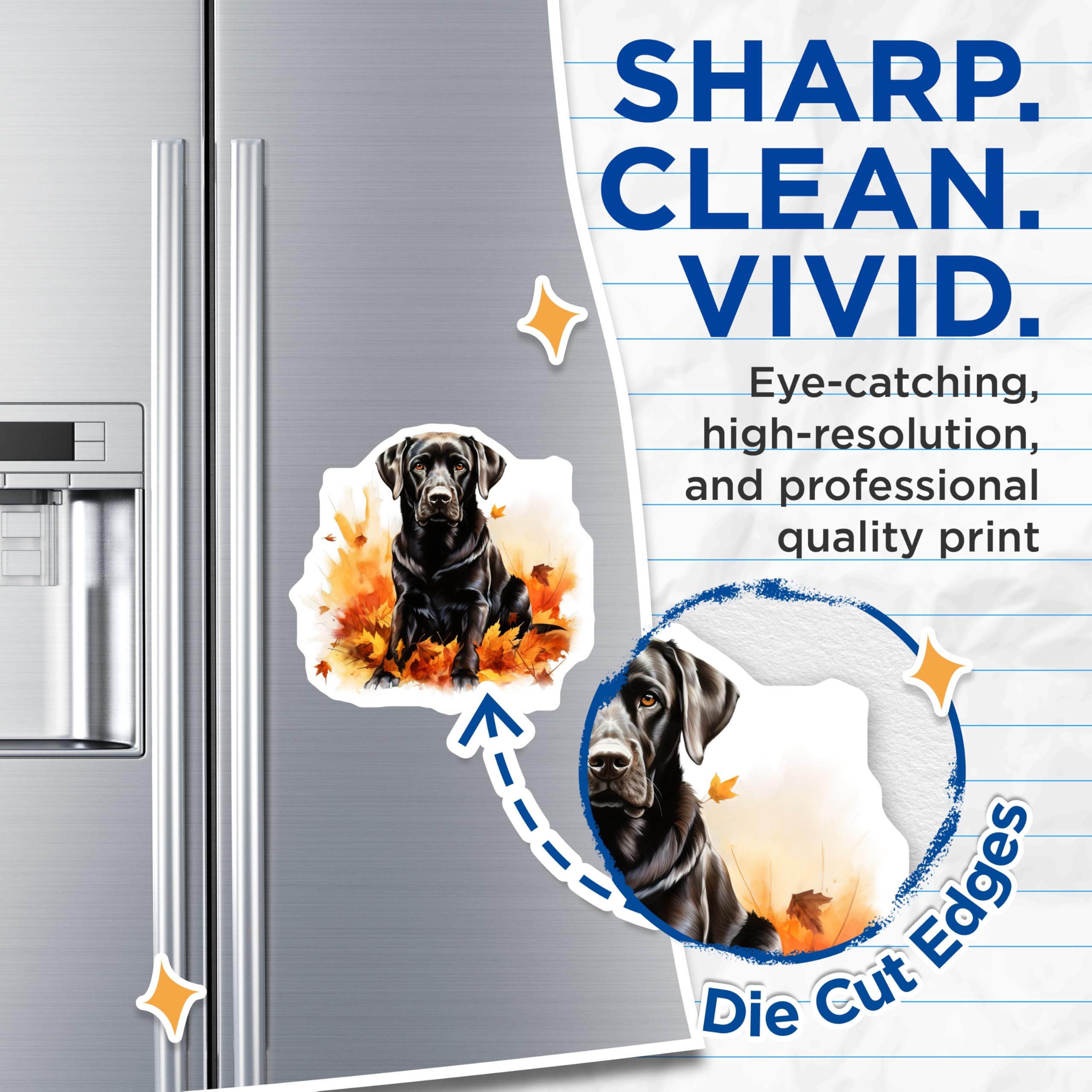 (2 Pack) Black Lab Magnets - Autumn Dog Decor - Fall Leaf Pet Lover Refrigerator Accessory - 5 Inches On Longest Side - Thick Durable Magnet - Made in USA - MAG28416