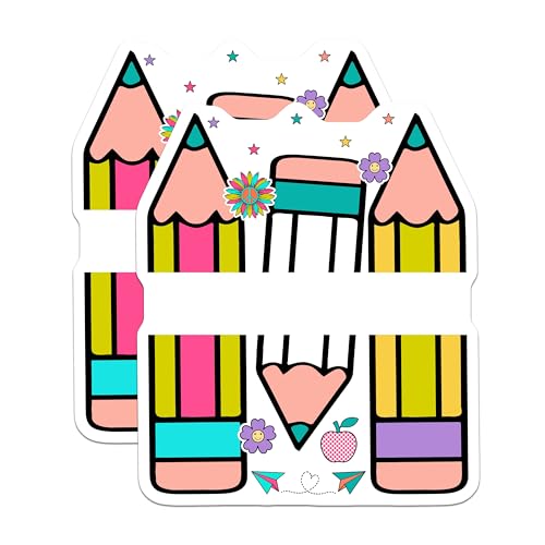 (2 Pack) School Supplies Stickers - Fun Classroom Decoration - 5" On Longest Side - Sticks to Smooth Flat Surfaces - Made in USA - BMCS9110 - BMCS9110