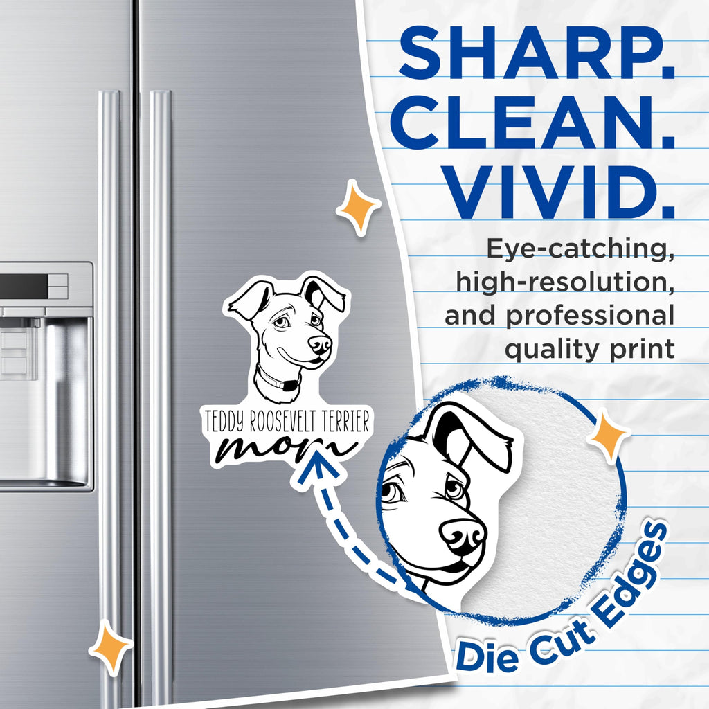(2 Pack) Teddy Roosevelt Terrier Magnets - TRT Mom Decor - Dog Breed Accessory for Fridge - 5 Inches On Longest Side - Thick Durable Magnet - Made in USA - MAG27041