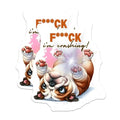 (2 Pack) Funny Bulldog Stickers - Dog Crashing Sticker - Animal Humor Decals for Laptops - 5" On Longest Side - Sticks to Smooth Flat Surfaces - Made in USA - BMCS6650
