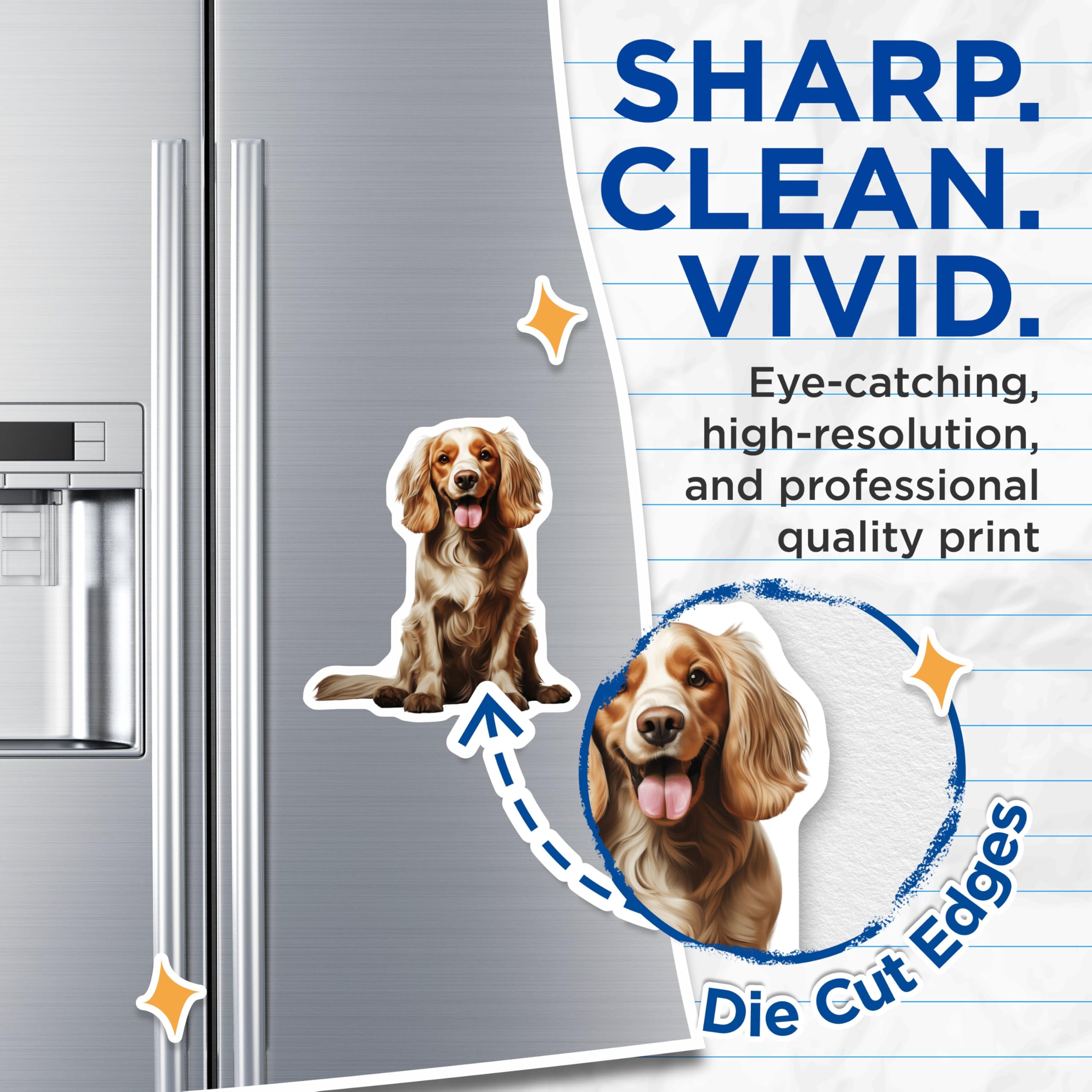 (2 Pack) Cocker Spaniel Dog Magnets - Happy Pet Lover Home Decor - Animal Enthusiast Fridge Accessory - 5 Inches On Longest Side - Thick Durable Magnet - Made in USA - MAG26354