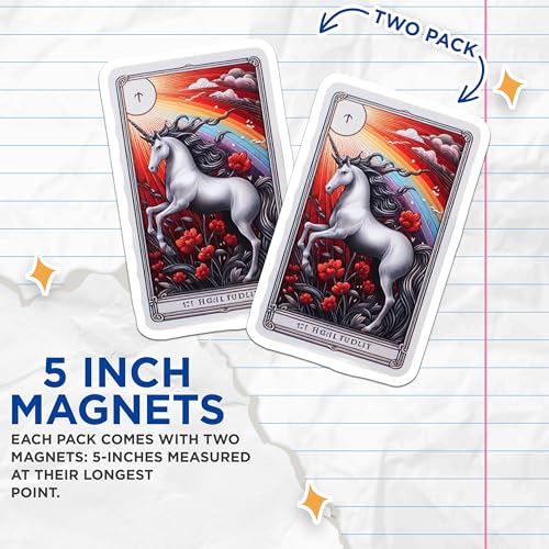 (2 Pack) Fantasy Novelty Decor Magnet - Colorful Mythical Creature Collectible - 5" On Longest Side - Sticks to Smooth Flat Surfaces - Made in USA - MAG10118