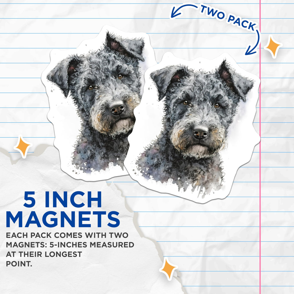 (2 Pack) Watercolor Scruffy Dog Magnets - Pet Parent Decor - Rustic Kitchen Accent - 5 Inches On Longest Side - Thick Durable Magnet - Made in USA - MAG26630