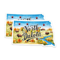 (2 Pack) North Dakota State Map Stickers - Travel - Souvenir - 5" On Longest Side - Sticks to Smooth Flat Surfaces - Made in USA - BMCS6292