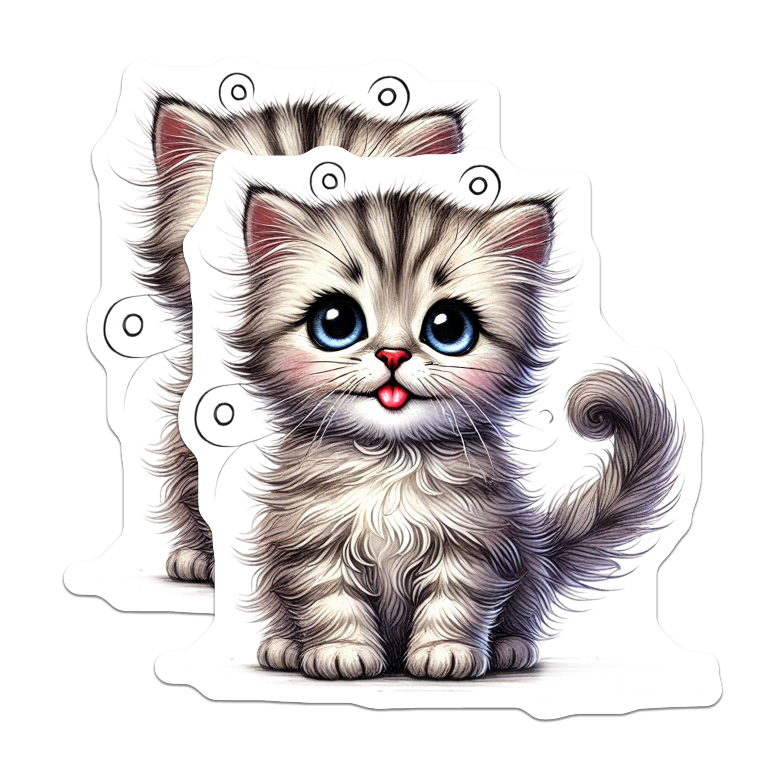 (2 Pack) Kitten Magnets - Cute Tabby Cat - Refrigerator Magnets - 5" On Longest Side - Premium Magnet - for Cars, Refrigerators, Toolboxes, Lockers - Made in USA - MAG16449