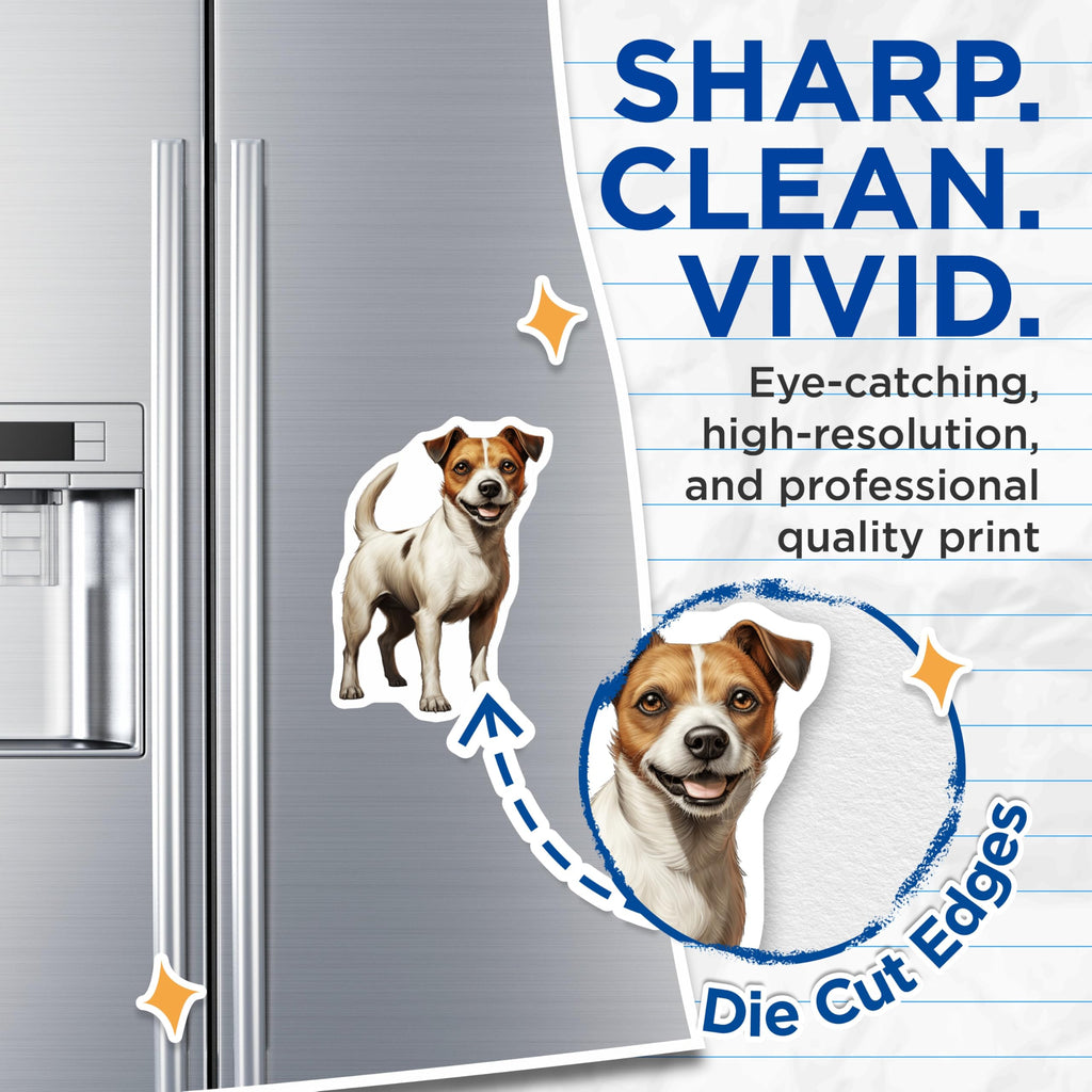 (2 Pack) Jack Russell Terrier Magnets - Dog Breed Lover Art - Pet Parent Fridge Decal - 5 Inches On Longest Side - Thick Durable Magnet - Made in USA - MAG28334