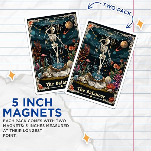 (2 Pack) Day of The Dead Decorations Magnet - 5" On Longest Side - Sticks to Smooth Flat Surfaces - Made in USA - MAG10012
