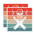 (2 Pack) Skull and Crossbones Stickers - Retro Skull Vape Stickers - Skeleton Smoking Stickers - 5" On Longest Side - Sticks to Smooth Flat Surfaces - Made in USA - BMCS5539