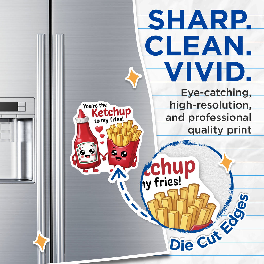 (2 Pack) Ketchup Fries Love Magnets - Funny Food Pun - Romantic Couple Fridge Accent - Best Friend Appreciation Item - 5 Inches On Longest Side - Thick Durable Magnet - Made in USA - MAG38405