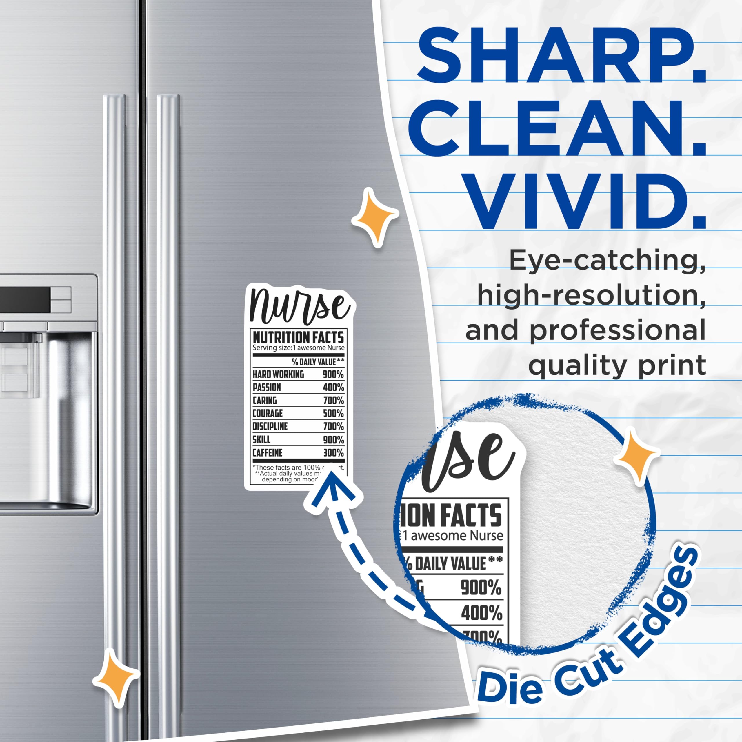 (2 Pack) Nurse Nutrition Facts Magnets - Nurse Appreciation - Nurse Magnet - 5" On Longest Side - Premium Magnet - for Cars, Refrigerators, Toolboxes, Lockers - Made in USA - MAG14049
