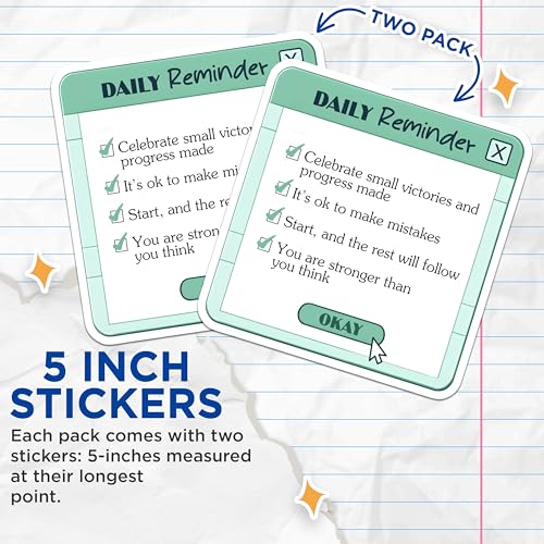 (2 Pack) Daily Reminder Stickers - Motivational Quote - Encouraging Message - 5" On Longest Side - Sticks to Smooth Flat Surfaces - Made in USA - BMCS8326