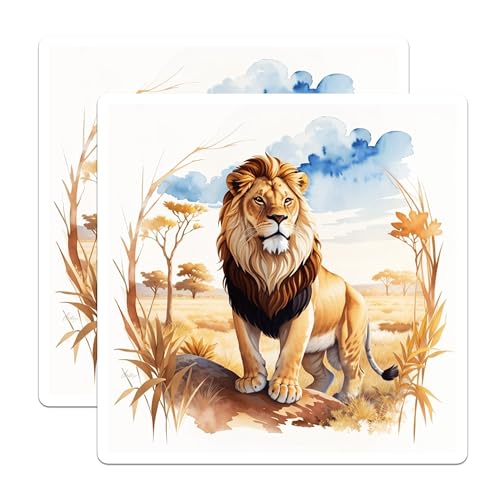 (2 Pack) Lion King Stickers - Wildlife Art - 5" On Longest Side - Sticks to Smooth Flat Surfaces - Made in USA - BMCS8697 - BMCS8697