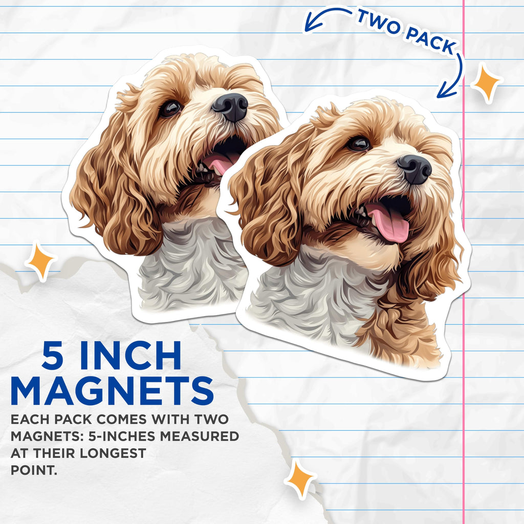 (2 Pack) Cockapoo Magnets - Dog Lover Fridge Decor - Pet Parent Kitchen Magnet - 5 Inches On Longest Side - Thick Durable Magnet - Made in USA - MAG26048