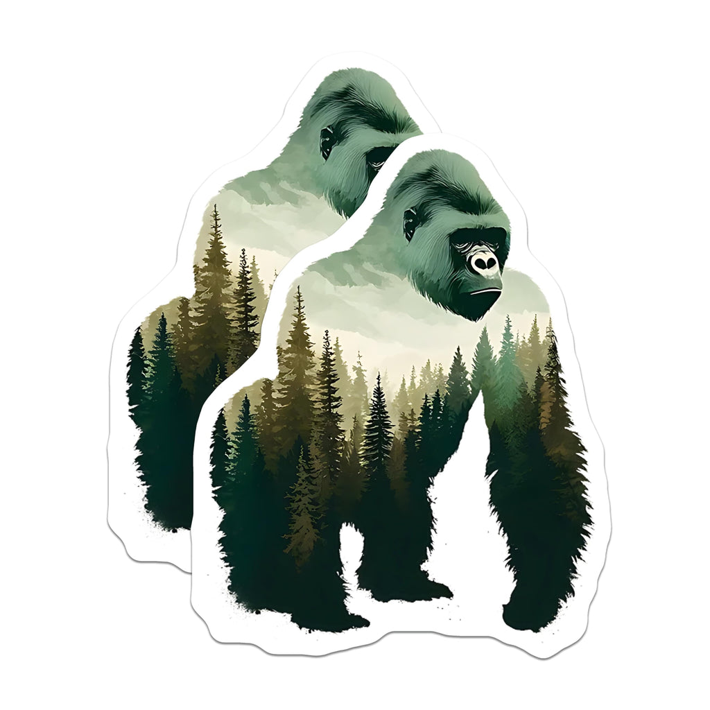 (2 Pack) Gorilla Stickers - Forest Animal - Mountain Wilderness Decals - 5" On Longest Side - Sticks to Smooth Flat Surfaces - Made in USA - BMCS14311