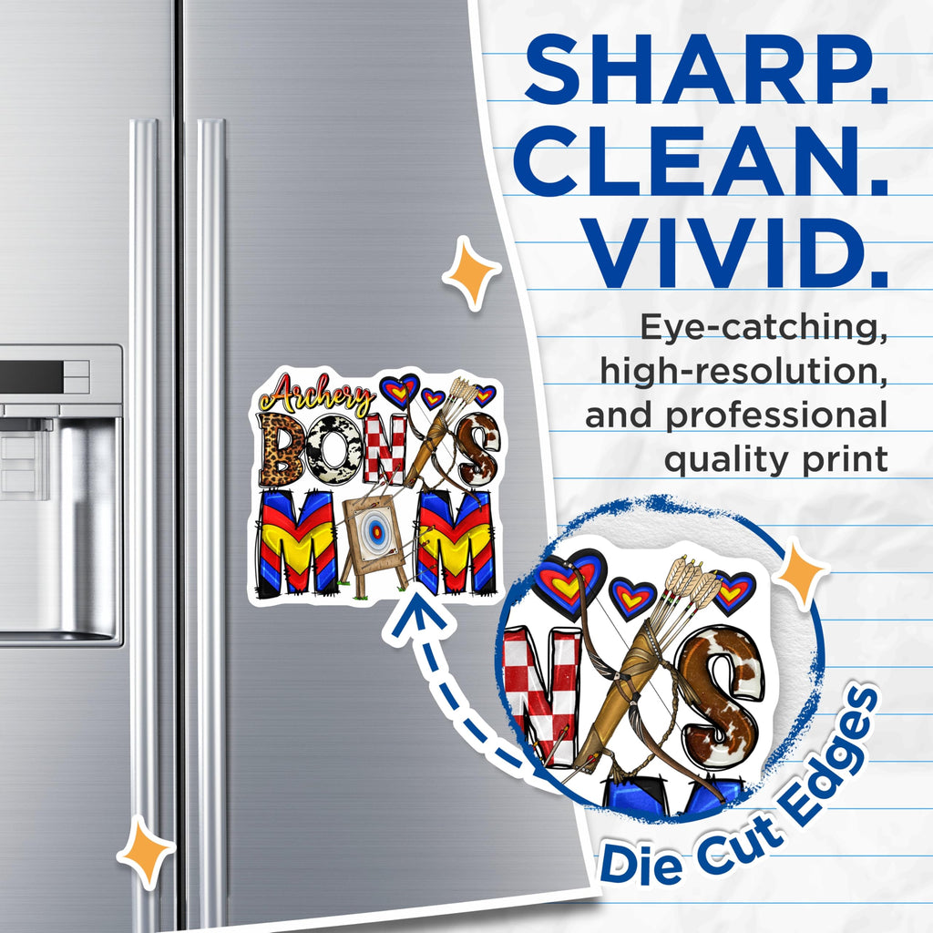 (2 Pack) Archery Bonus Mom Magnets - Stepmom Appreciation Decor - Archery Target Shooter - Unique Animal Print - 5 Inches On Longest Side - Thick Durable Magnet - Made in USA - MAG25563
