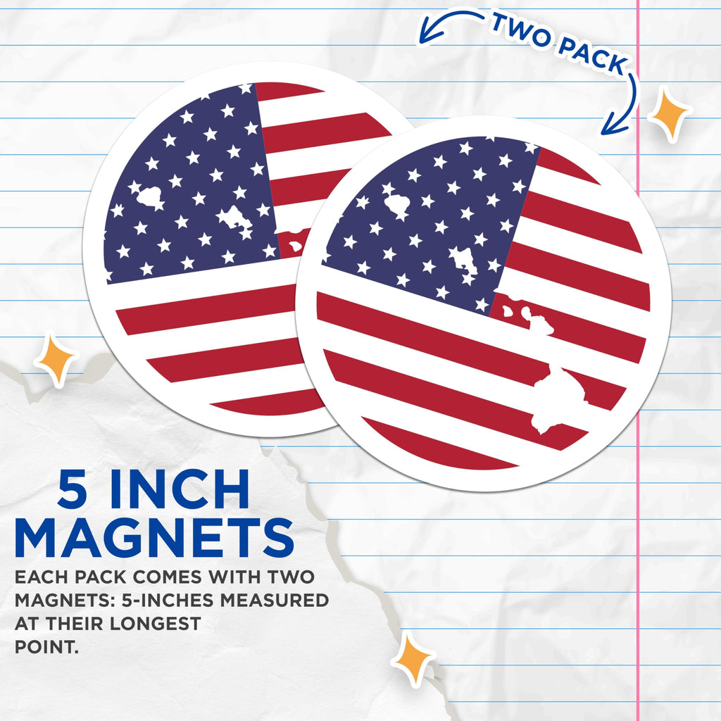 (2 Pack) American Flag Magnets - Alaska Hawaii Outline - Patriotic Display Decor - 5 Inches On Longest Side - Thick Durable Magnet - Made in USA - MAG19494