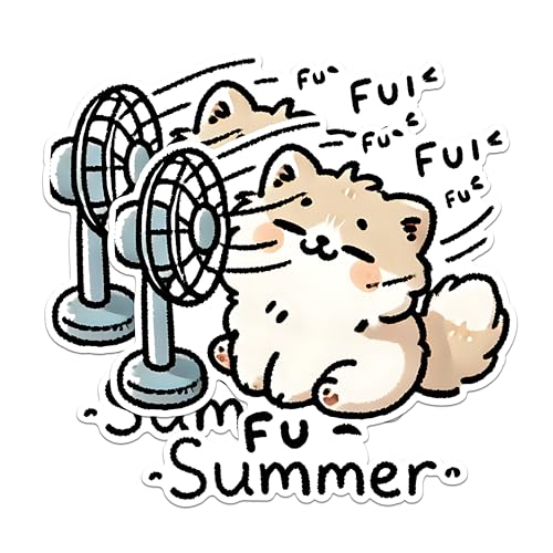 (2 Pack) Cute Summer Dog Stickers - Funny Fan Dog Stickers - Adorable Puppy Summer Stickers - 5" On Longest Side - Sticks to Any Smooth Flat Surface - Made in USA - BMCS2801