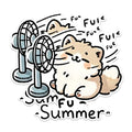 (2 Pack) Cute Summer Dog Stickers - Funny Fan Dog Stickers - Adorable Puppy Summer Stickers - 5" On Longest Side - Sticks to Any Smooth Flat Surface - Made in USA - BMCS2801