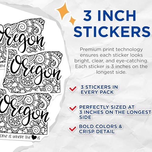 (3 Pack) Oregon Decals - State Pride - Home State Love - 3 Inches On Longest Side - Easy Peel & Apply - Made in USA - 3MCS7850