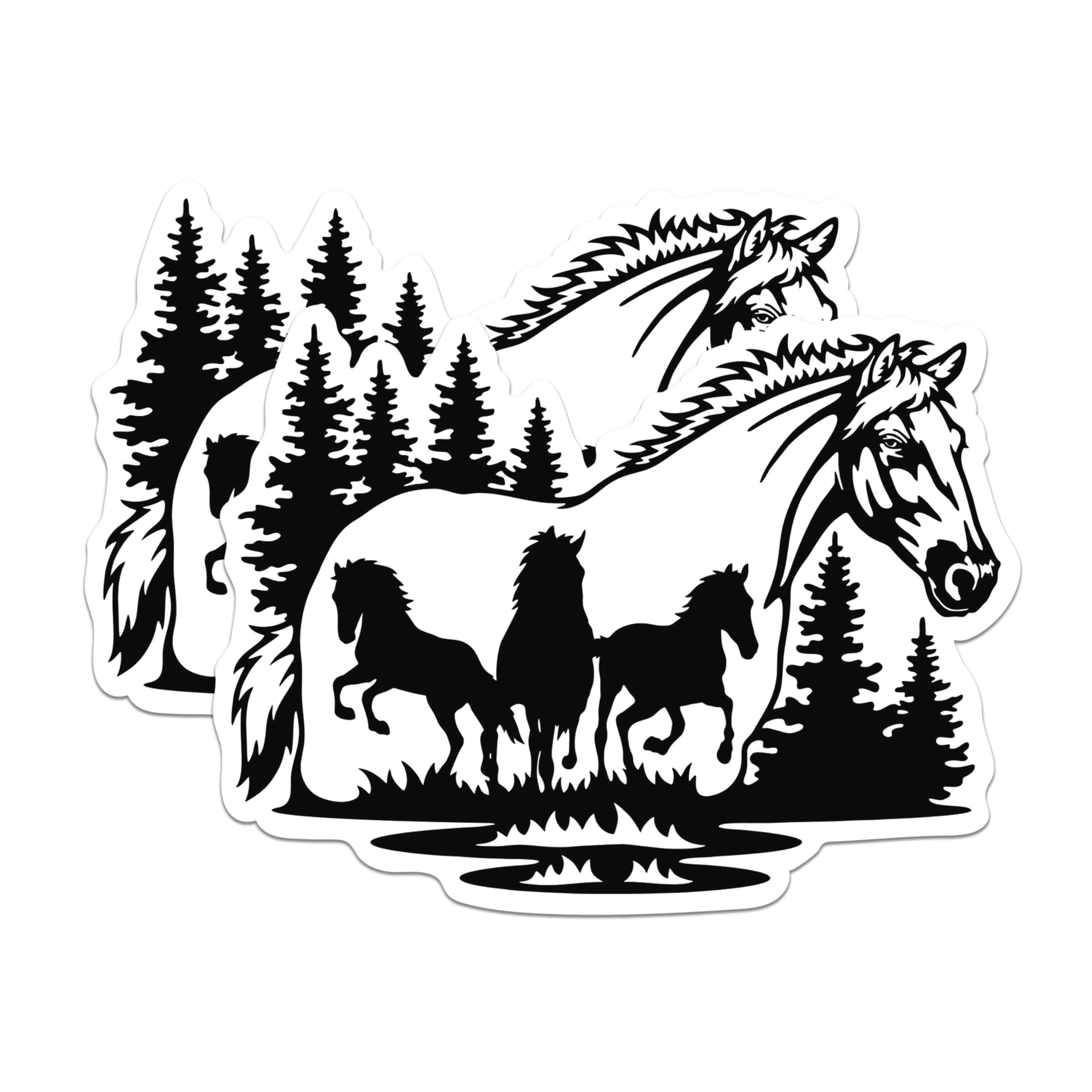 (2 Pack) Horse Silhouette Stickers - Nature Horse Decoration - Horse Lover Decals for Laptop Car - 5" On Longest Side - Sticks to Smooth Flat Surfaces - Made in USA - BMCS4568