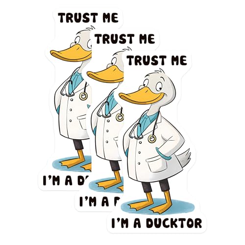 (3 Pack) Ducktor Decals - Doctor Duck - Funny Duck Sayings - 3 Inches On Longest Side - Easy Peel & Apply - Made in USA - 3MCS2096