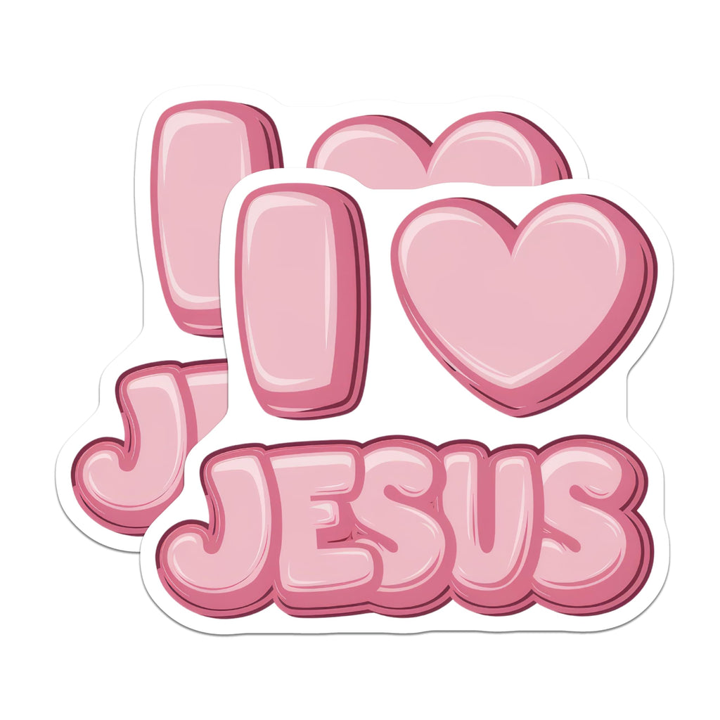 (2 Pack) I Love Jesus Magnets - Pink Bubble Letter - Christian Faith Decor - 5 Inches On Longest Side - Thick Durable Magnet - Made in USA - MAG27636