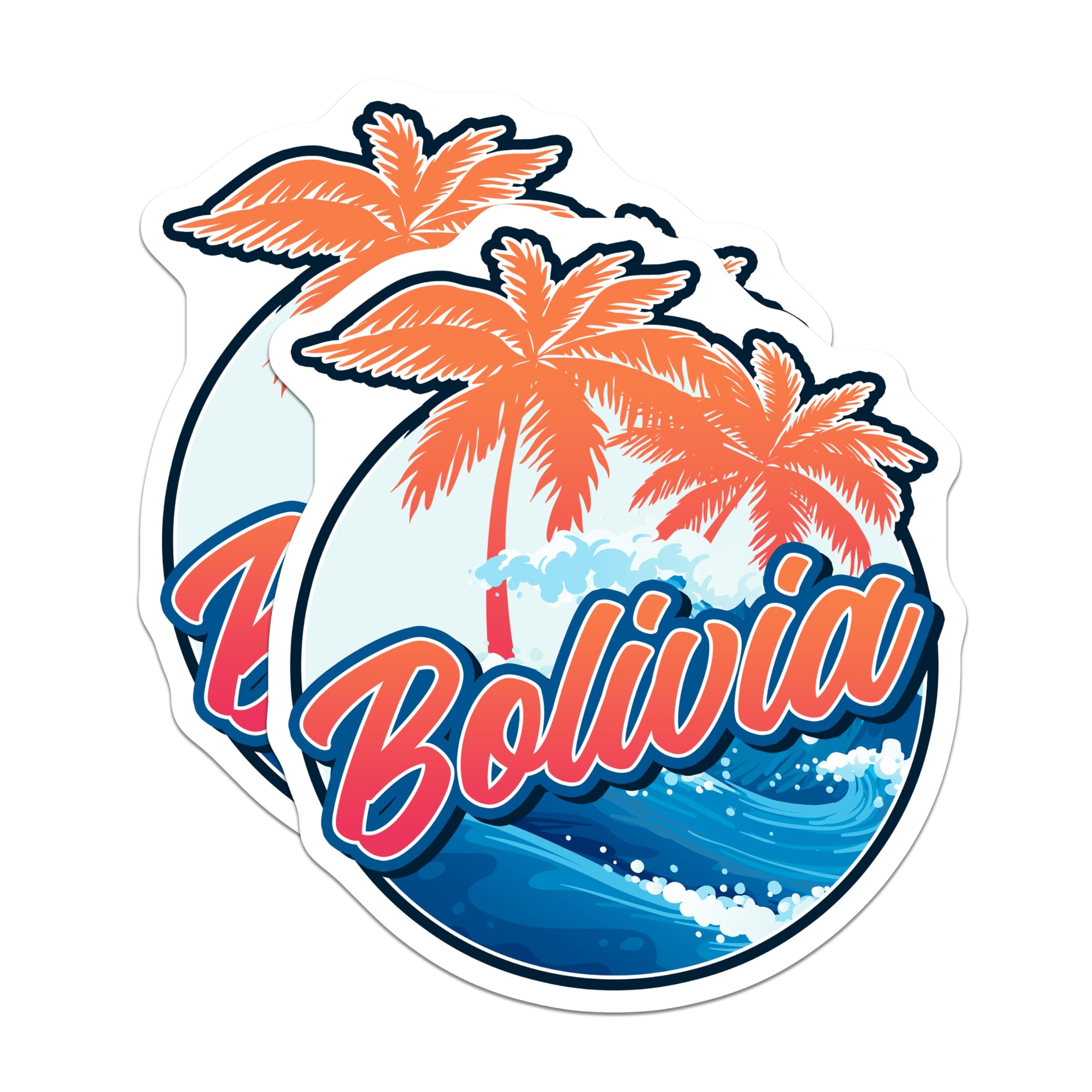 (2 Pack) Bolivia Magnets - Tropical Palm Tree - Souvenir Magnets - 5" On Longest Side - Premium Magnet - for Cars, Refrigerators, Toolboxes, Lockers - Made in USA - MAG18019
