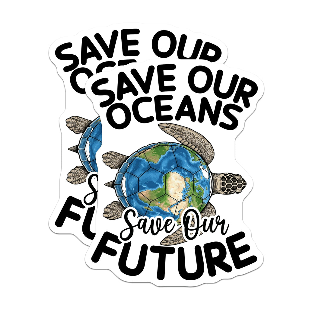 (2 Pack) Save Our Oceans Magnets - Earth Day Sea Turtle Design - Environmental Protection Awareness Decor for Nature Lovers - 5 Inches On Longest Side - Thick Durable Magnet - Made in USA - MAG21584