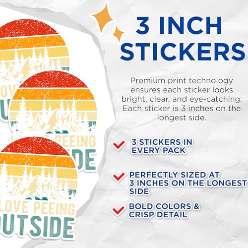 (3 Pack) I Love Peeing Outside Decals - Funny Nature Sticker - Laptop Decal - 3 Inches On Longest Side - Easy Peel & Apply - Made in USA - 3MCS1251