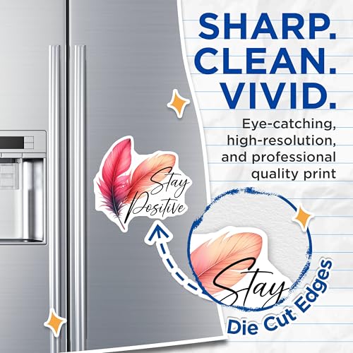 (2 Pack) Stay Positive Magnets - Inspirational Quote - Feather Design Decoration - 5" On Longest Side - for Cars, Fridges, Toolboxes - Made in USA - MAG7543