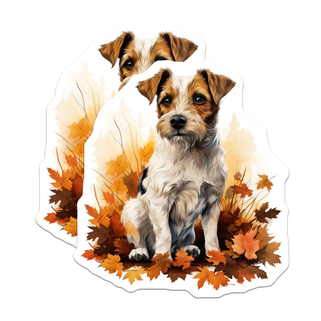 (2 Pack) Jack Russell Terrier Magnets - Autumn Dog Decor - Fall Pet Lover Fridge Accents - 5 Inches On Longest Side - Thick Durable Magnet - Made in USA - MAG30212