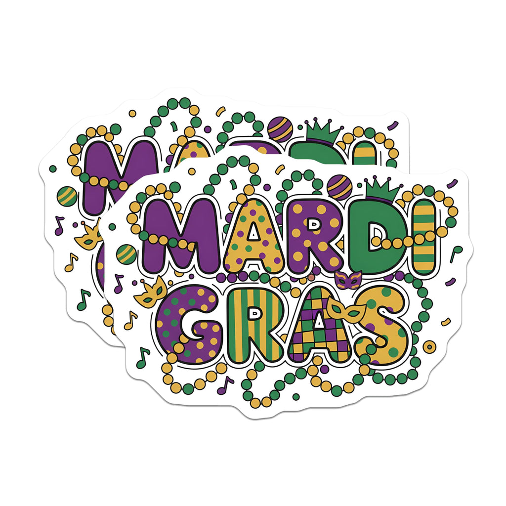 (2 Pack) Mardi Gras Magnets - Celebration Magnets - Party Decor Magnets - 5" On Longest Side - Premium Magnet - for Cars, Refrigerators, Toolboxes, Lockers - Made in USA - MAG15470