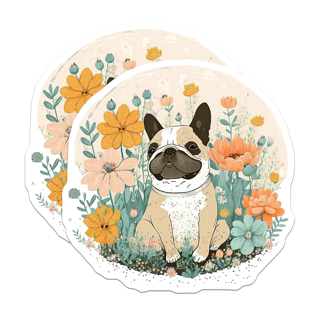 (2 Pack) French Bulldog Magnets - Floral Dog Decor - Dog Lover Present - 5" On Longest Side - Premium Magnet - for Cars, Refrigerators, Toolboxes, Lockers - Made in USA - MAG15532