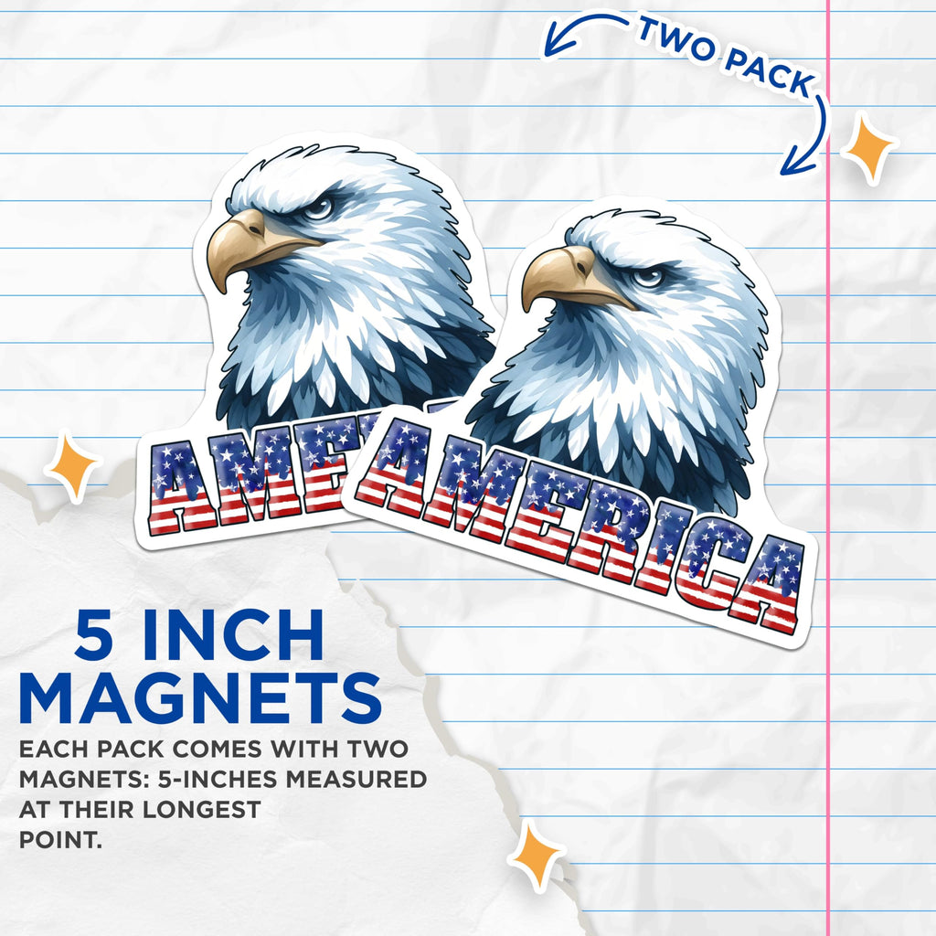(2 Pack) Eagle America Magnets - 5" On Longest Side - for Cars, Fridges, Toolboxes - Made in USA - MAG7407