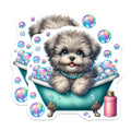 (2 Pack) Adorable Puppy Bathtub Stickers - Cute Dog in Bubbles - Fun Pet Art for Kids - 5" On Longest Side - Sticks to Smooth Flat Surfaces - Made in USA - BMCS9426