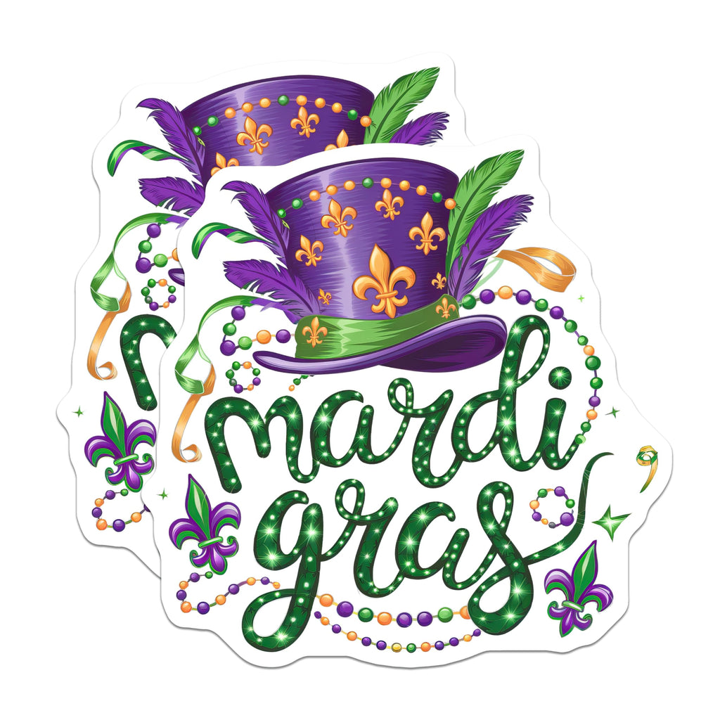 (2 Pack) Mardi Gras Magnets - Fleur de Lis Decoration - New Orleans Celebration - 5" On Longest Side - Premium Magnet - for Cars, Refrigerators, Toolboxes, Lockers - Made in USA - MAG14944