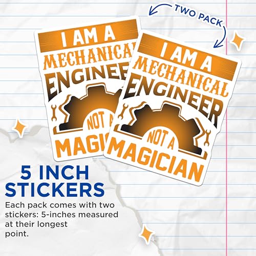 (2 Pack) Mechanical Engineer Stickers - Funny Engineering Quotes - STEM Career Stickers - 5" On Longest Side - Sticks to Smooth Flat Surfaces - Made in USA - BMCS5093