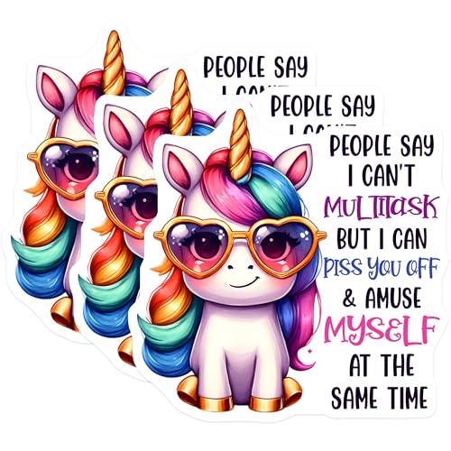 (3 Pack) Funny Unicorn Decals - Sarcastic Quote - Laptop Decal - 3 Inches On Longest Side - Easy Peel & Apply - Made in USA - 3MCS2126