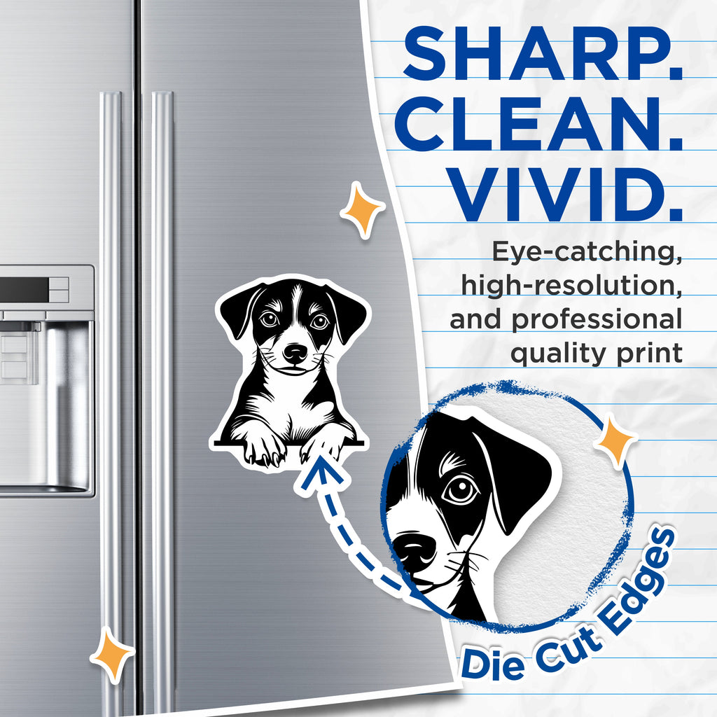 (2 Pack) Black White Puppy Magnets - Minimalist Dog Art - Animal Lover Refrigerator Decor for Pet Owners and Puppy Parents - 5 Inches On Longest Side - Thick Durable Magnet - Made in USA - MAG36094