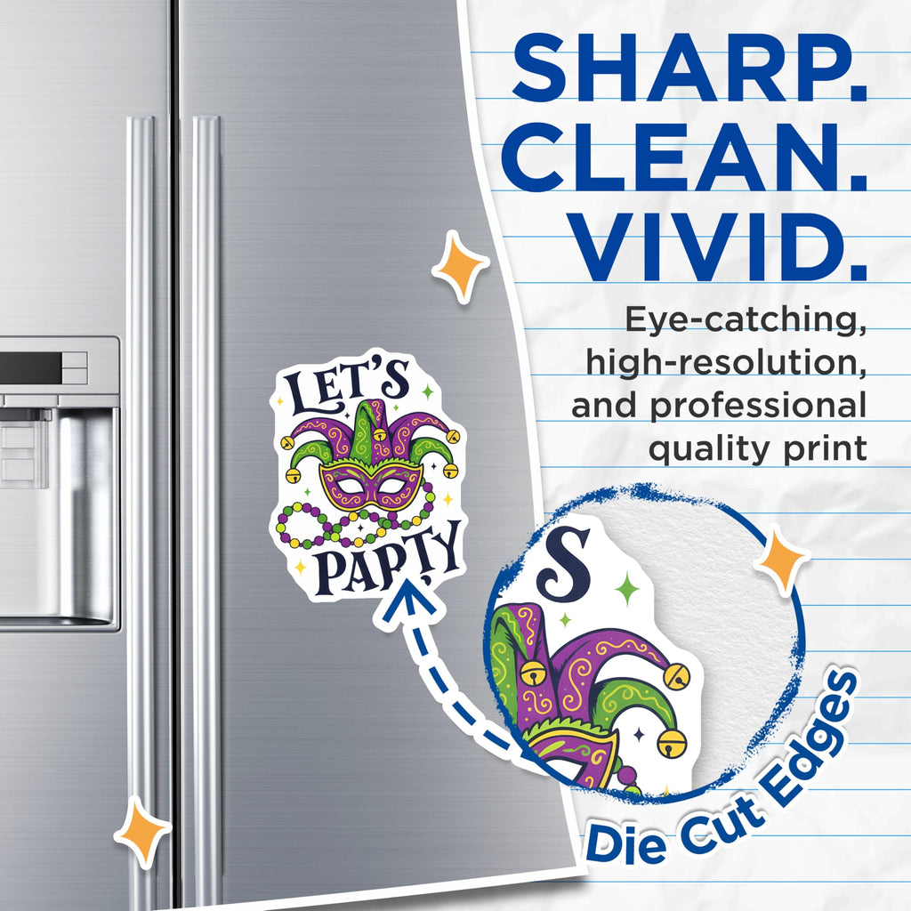 (2 Pack) Mardi Gras Magnets - Lets Party Sign - New Orleans Decor Fridge Magnets - 5" On Longest Side - Premium Magnet - for Cars, Refrigerators, Toolboxes, Lockers - Made in USA - MAG16046