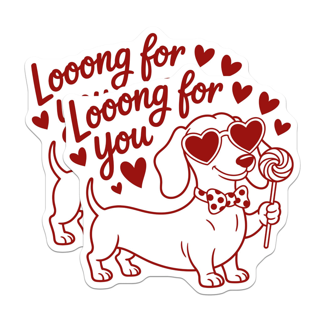 (2 Pack) Dachshund Dog Magnets - Wiener Dog Valentine - Loong for You Humor - Heart Glasses Puppy Decor - 5 Inches On Longest Side - Thick Durable Magnet - Made in USA - MAG21304