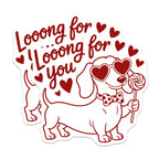 (2 Pack) Dachshund Dog Magnets - Wiener Dog Valentine - Loong for You Humor - Heart Glasses Puppy Decor - 5 Inches On Longest Side - Thick Durable Magnet - Made in USA - MAG21304