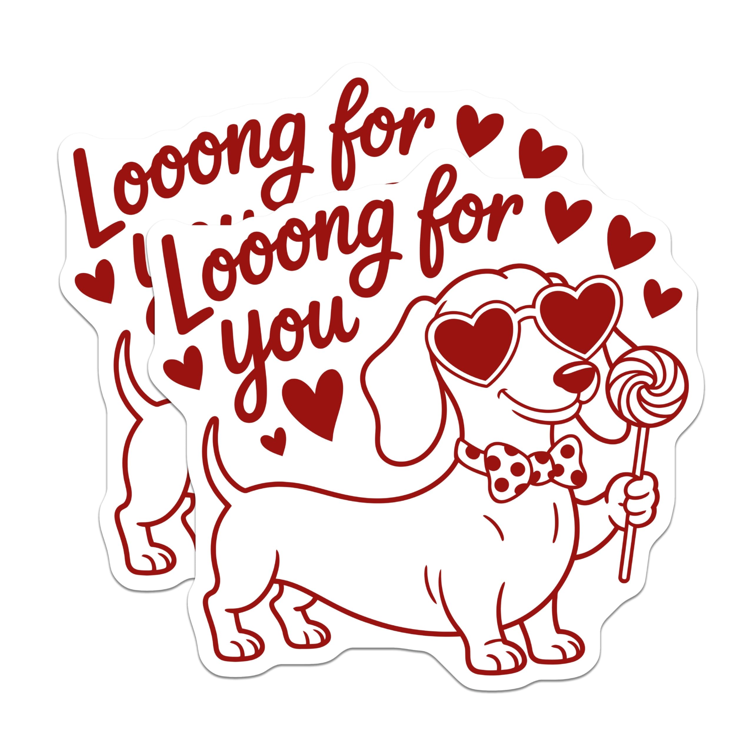 (2 Pack) Dachshund Dog Magnets - Wiener Dog Valentine - Loong for You Humor - Heart Glasses Puppy Decor - 5 Inches On Longest Side - Thick Durable Magnet - Made in USA - MAG21304