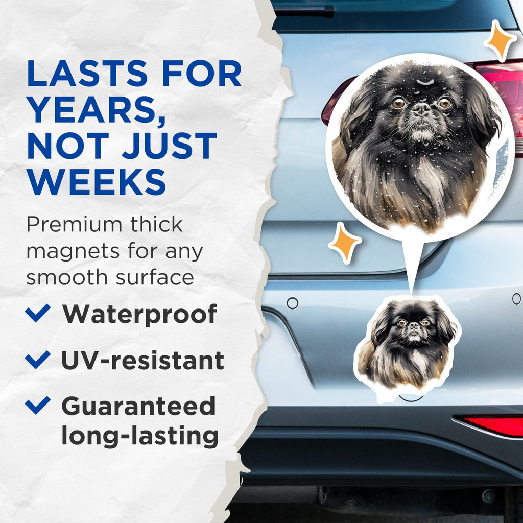 (2 Pack) Pekingese Dog Magnets - Dog Lover Refrigerator Decor - Cute Pet Portrait Animal Art for Dog Mom Dad - 5 Inches On Longest Side - Thick Durable Magnet - Made in USA - MAG27649